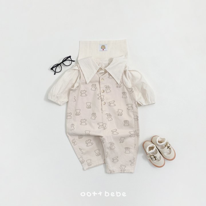 Oott Bebe - Korean Baby Fashion - #babyootd - Flip Bear Overalls - 3