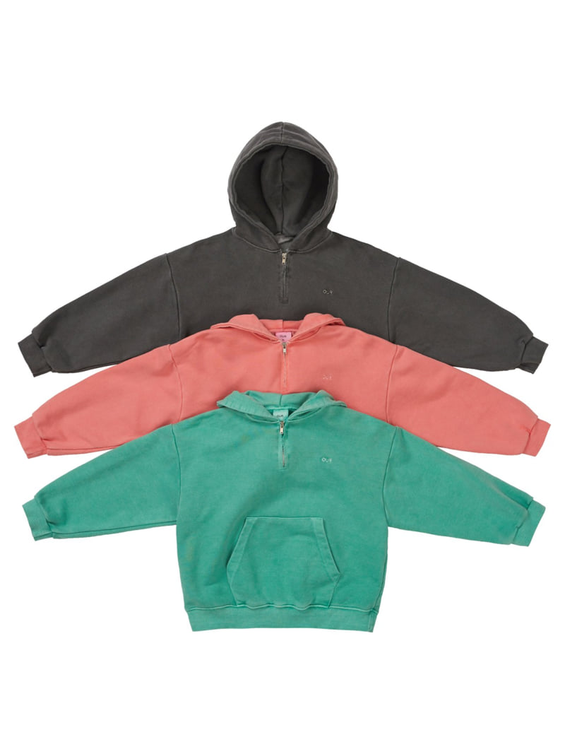 Our - Korean Children Fashion - #todddlerfashion - Garment-Dyed Half Hoodie