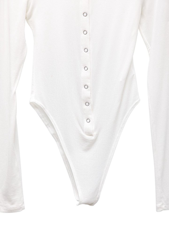 Paper Moon - Korean Women Fashion - #momslook - Ring Snap Button Detail Bodysuit - 9