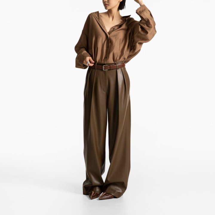 Paper Moon - Korean Women Fashion - #momslook - Low Waisted Double Pleats Wide Trousers - 2