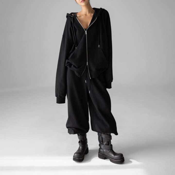 Paper Moon - Korean Women Fashion - #momslook - Classic Oversized Two Way Zipped Up Hoodie - 2
