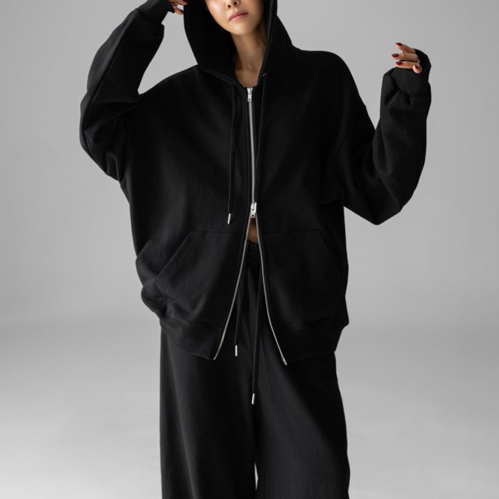 Paper Moon - Korean Women Fashion - #momslook - Classic Oversized Two Way Zipped Up Hoodie - 6