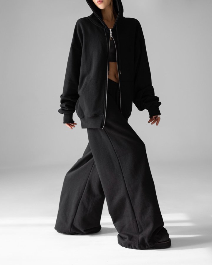 Paper Moon - Korean Women Fashion - #momslook - Classic Oversized Two Way Zipped Up Hoodie - 8