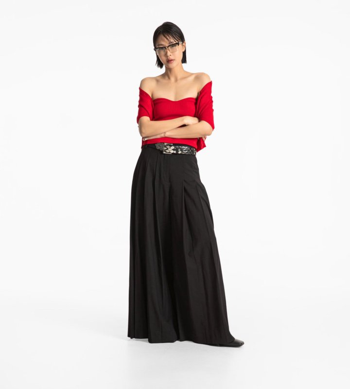 Paper Moon - Korean Women Fashion - #momslook - Pleated Detail Wool Wide Trousers - 3