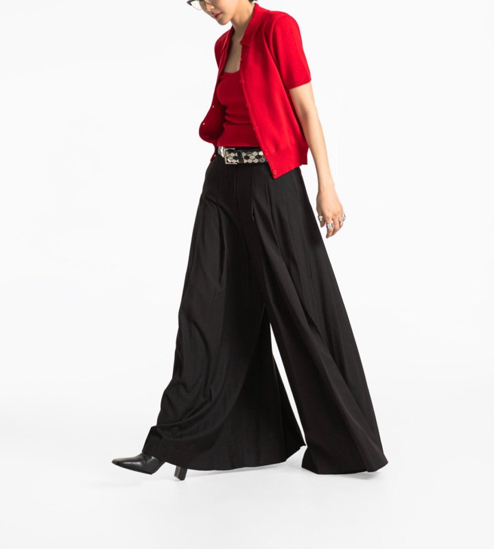 Paper Moon - Korean Women Fashion - #momslook - Pleated Detail Wool Wide Trousers - 5