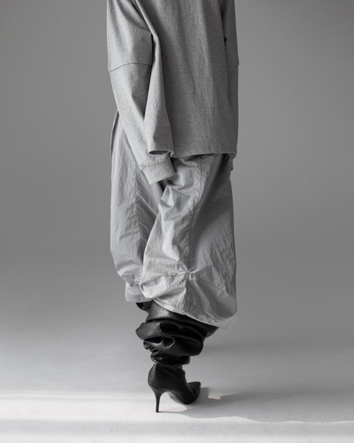Paper Moon - Korean Women Fashion - #momslook - Nylon Drawstring Wide Twist Pattern Trousers - 11