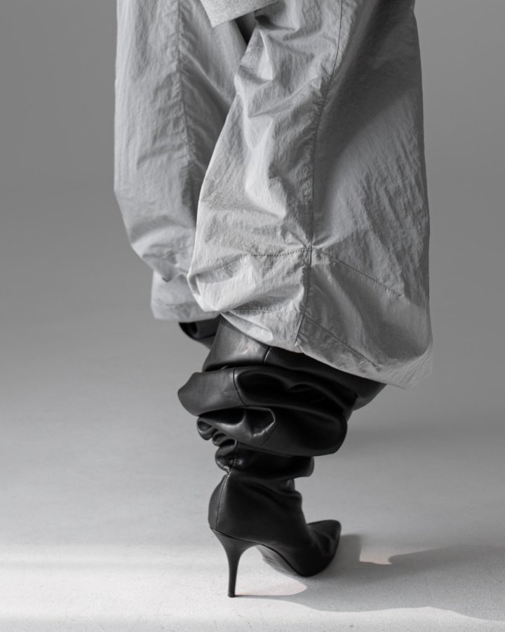 Paper Moon - Korean Women Fashion - #momslook - Nylon Drawstring Wide Twist Pattern Trousers - 12