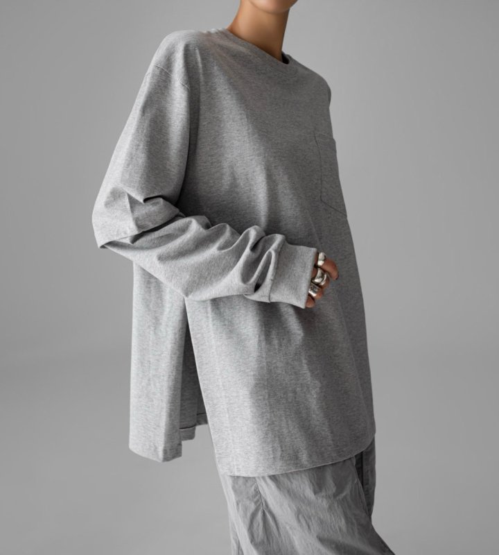 Paper Moon - Korean Women Fashion - #momslook - Layered Sleeve Side Slit Tee - 3