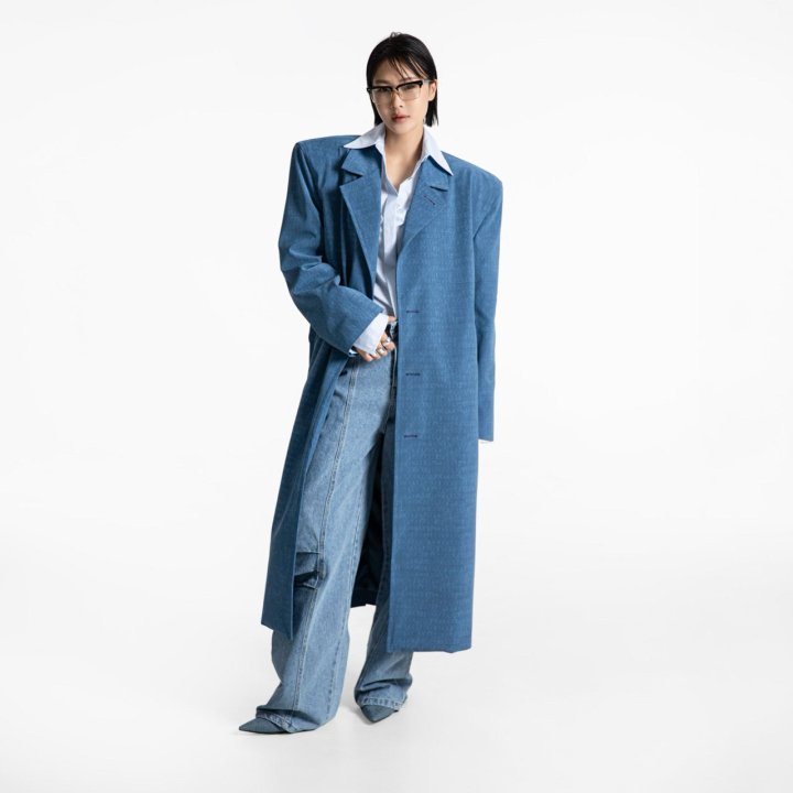 Paper Moon - Korean Women Fashion - #momslook - Crocodile Pattern Belted Oversized Coat - 2
