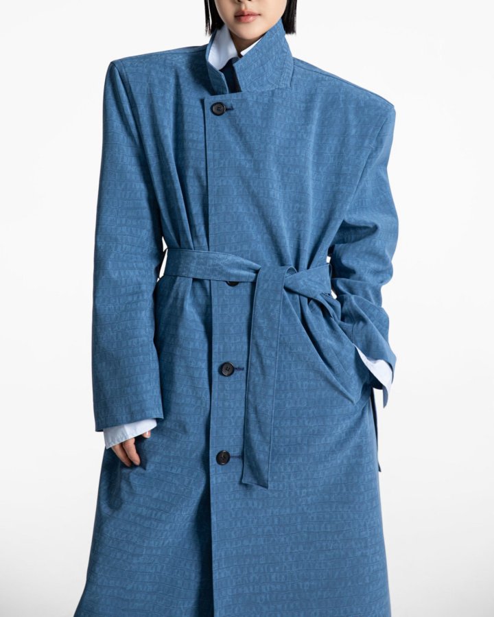 Paper Moon - Korean Women Fashion - #momslook - Crocodile Pattern Belted Oversized Coat - 6