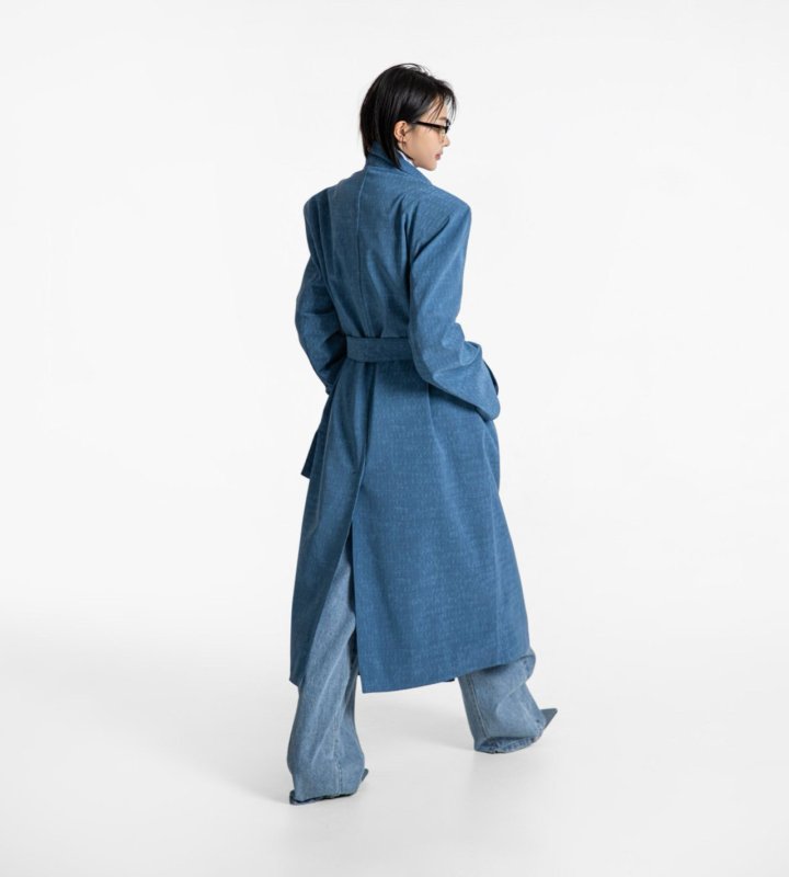 Paper Moon - Korean Women Fashion - #momslook - Crocodile Pattern Belted Oversized Coat - 8