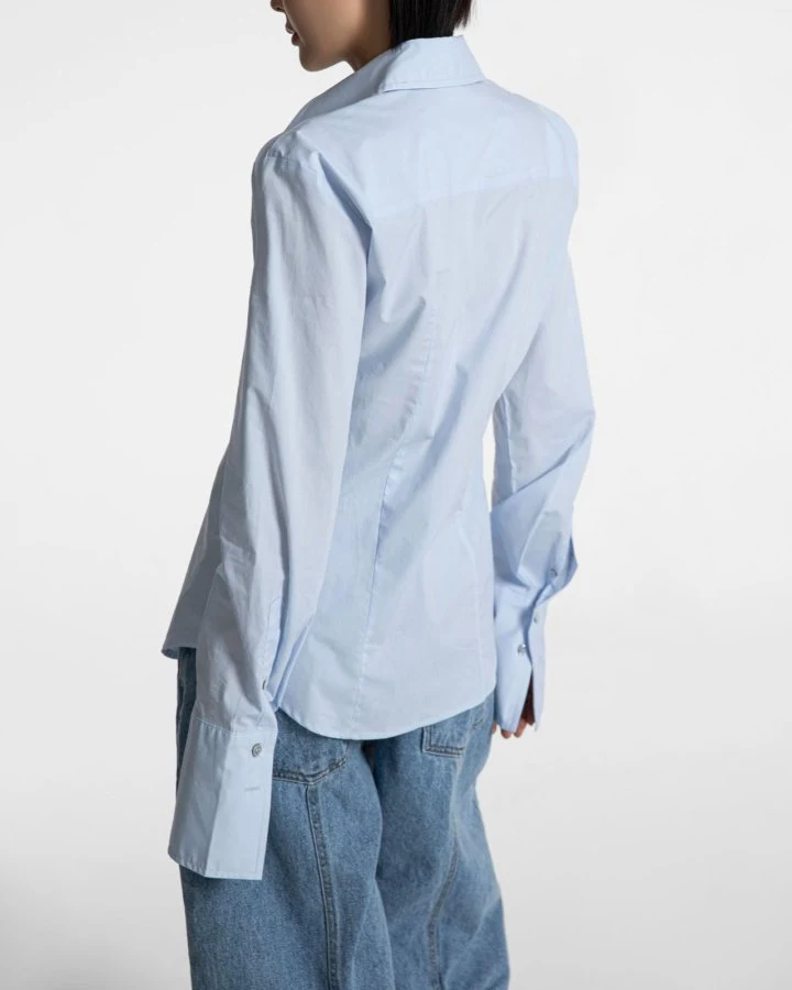 Paper Moon - Korean Women Fashion - #momslook - Slim Fit Long Cuff Shirt - 8