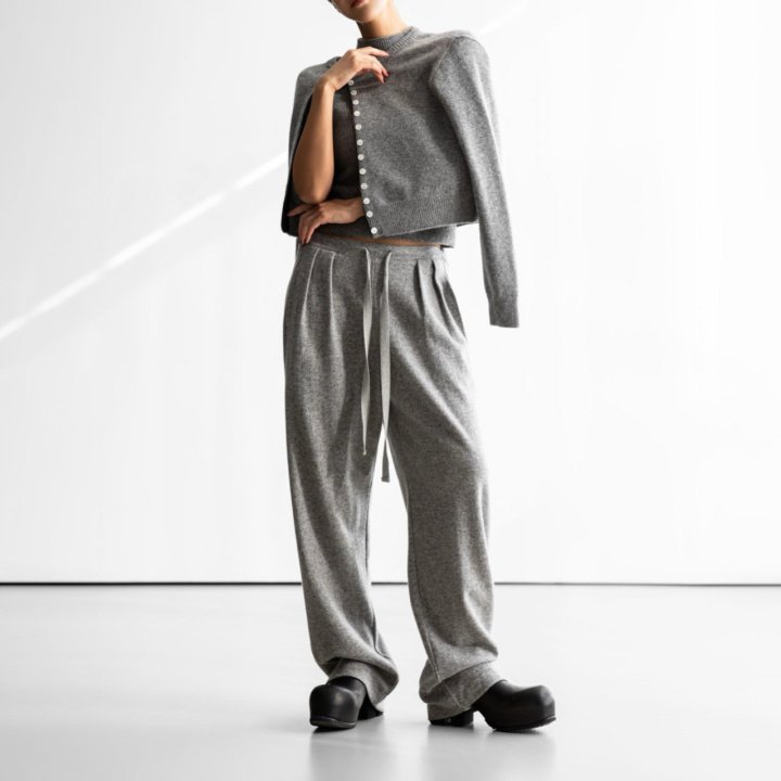 Paper Moon - Korean Women Fashion - #momslook - Color Bi - Stitched Button Detail Cashmere Wool Cropped Cardigan