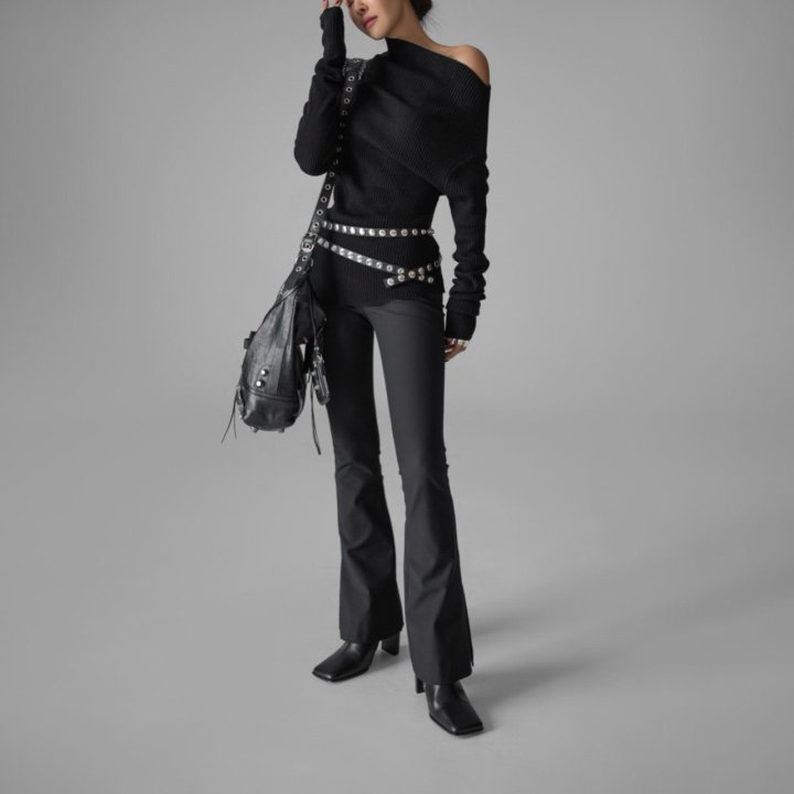 Paper Moon - Korean Women Fashion - #momslook - Asymmetric Line Ribbed Knit Top - 2