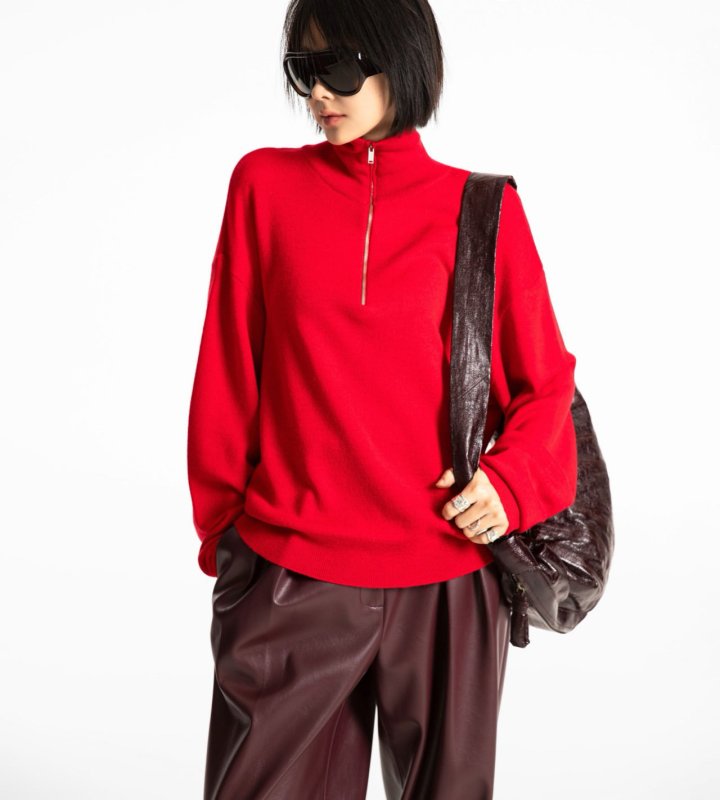 Paper Moon - Korean Women Fashion - #momslook - Classic Half-Zip Knit Sweater