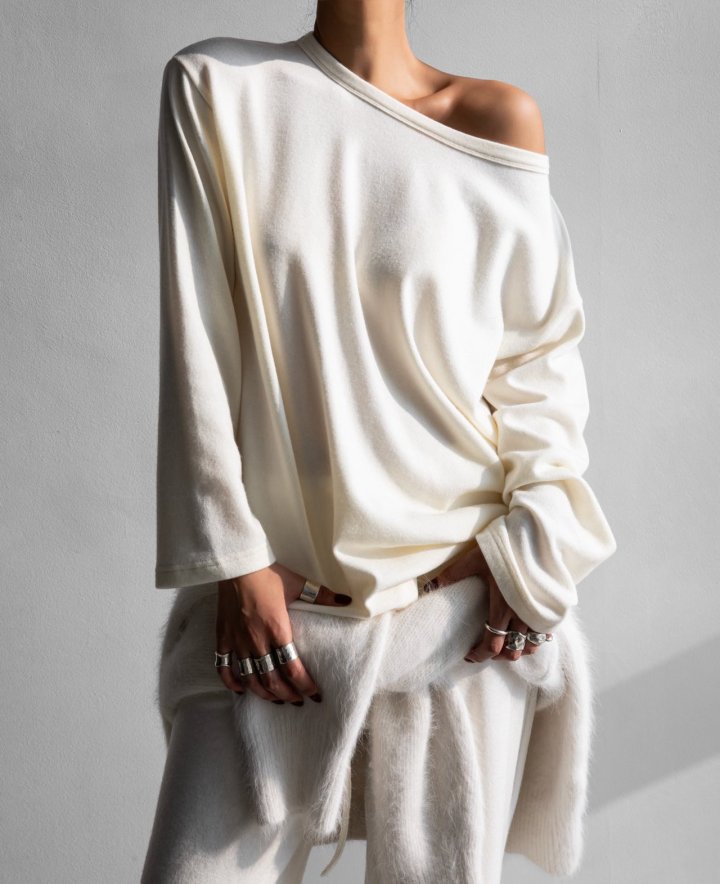 Paper Moon - Korean Women Fashion - #thelittlethings - Soft Lounge Set-Up Boatneck Tee - 4