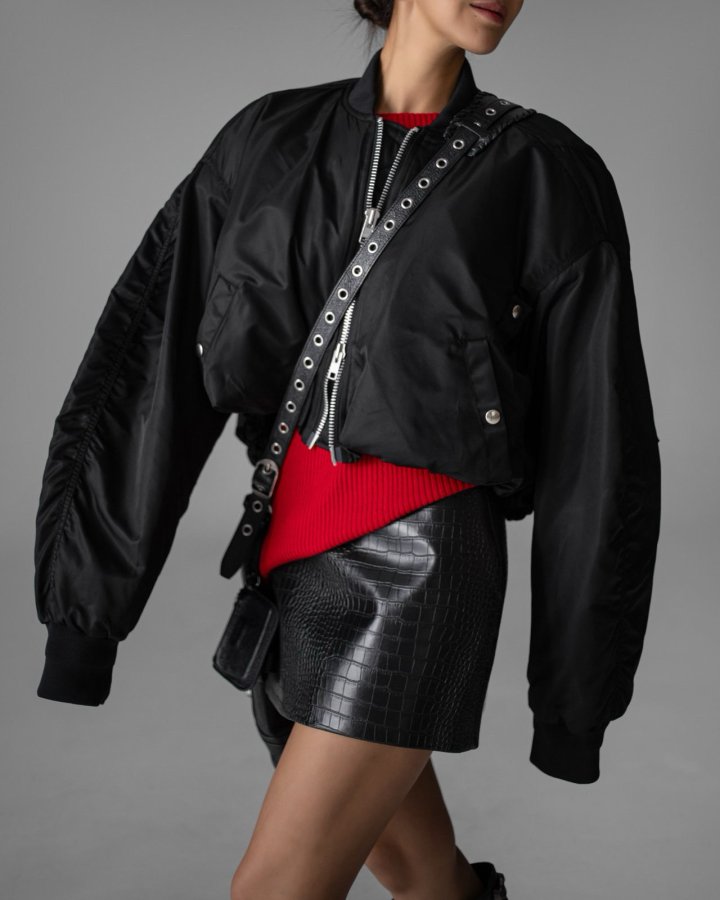 Paper Moon - Korean Women Fashion - #momslook - Heavy Twill Nylon Cropped Balloon MA-1 Flight Jacket
