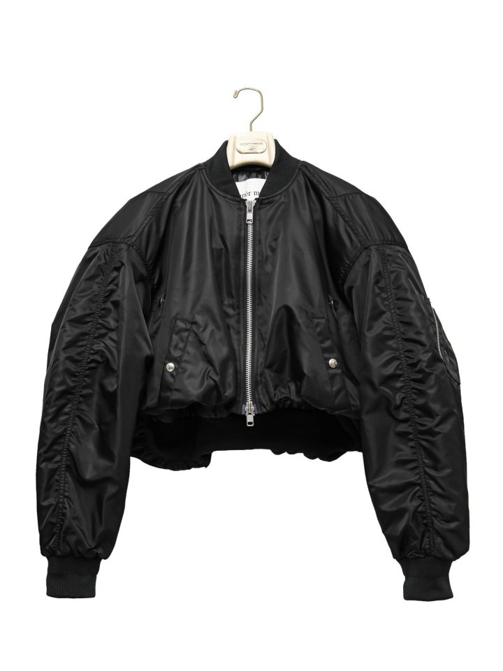 Paper Moon - Korean Women Fashion - #momslook - Heavy Twill Nylon Cropped Balloon MA-1 Flight Jacket - 9