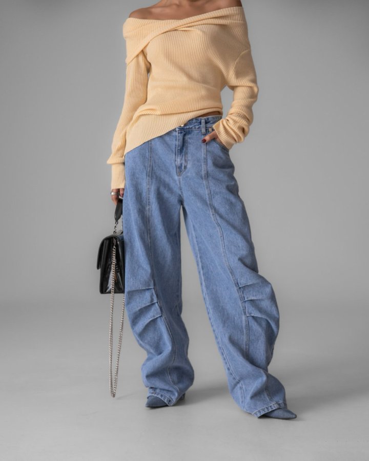 Paper Moon - Korean Women Fashion - #womensfashion - Volume Pintuck Denim Pants - 4