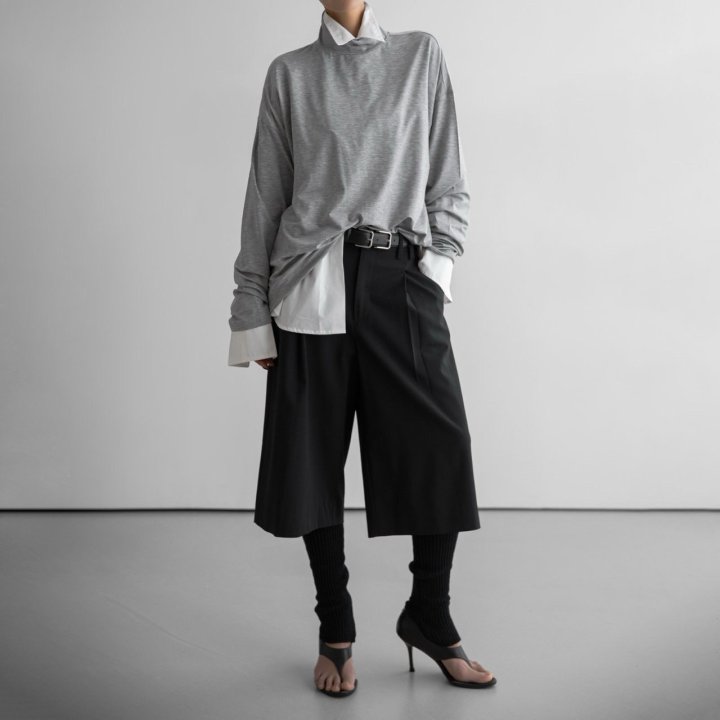 Paper Moon - Korean Women Fashion - #momslook - Classic Loose Fit Tencel Half Neck Top - 6
