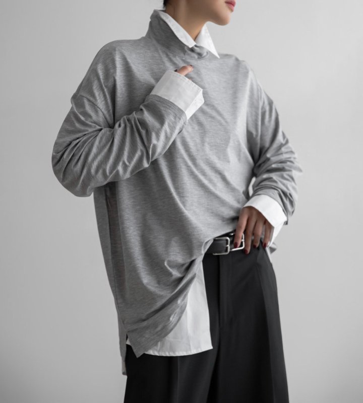 Paper Moon - Korean Women Fashion - #momslook - Classic Loose Fit Tencel Half Neck Top - 8