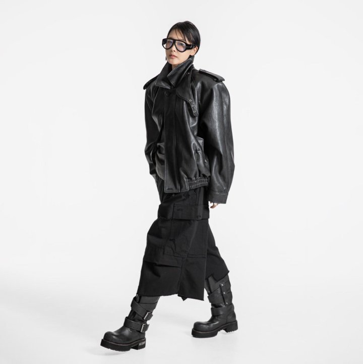 Paper Moon - Korean Women Fashion - #momslook - Oversized Vegan Button Up Bomber Jacket - 7