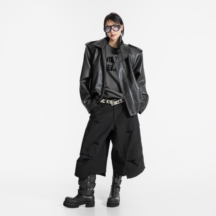 Paper Moon - Korean Women Fashion - #momslook - Oversized Vegan Button Up Bomber Jacket - 9
