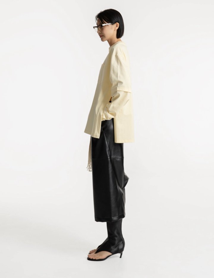 Paper Moon - Korean Women Fashion - #momslook - Layered Sleeve Side Slit Tee