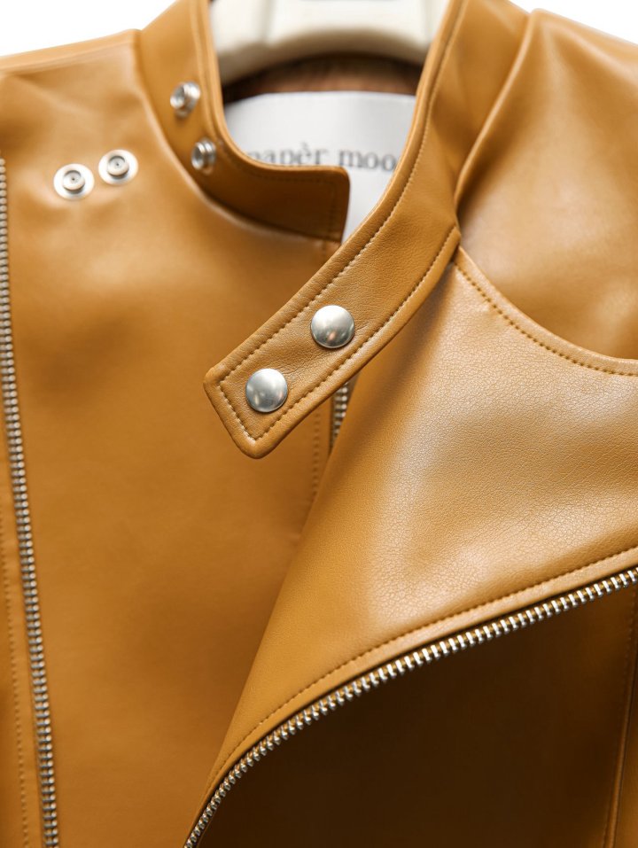 Paper Moon - Korean Women Fashion - #momslook - Double Zipped Detail Vegan Buckle Belted Biker Jacket - 11
