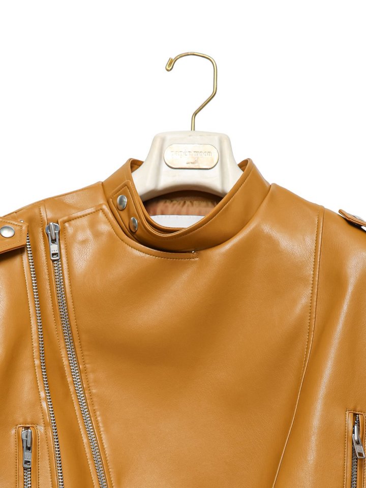 Paper Moon - Korean Women Fashion - #momslook - Double Zipped Detail Vegan Buckle Belted Biker Jacket - 9