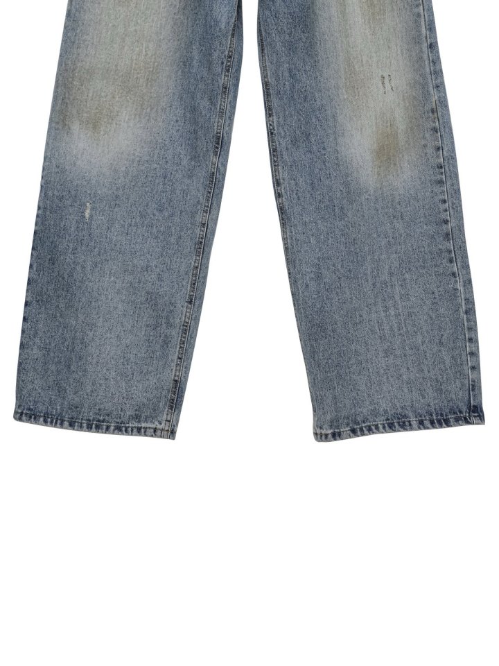 Paper Moon - Korean Women Fashion - #momslook - Dusty Mud Washed Wide Denim Trousers - 11