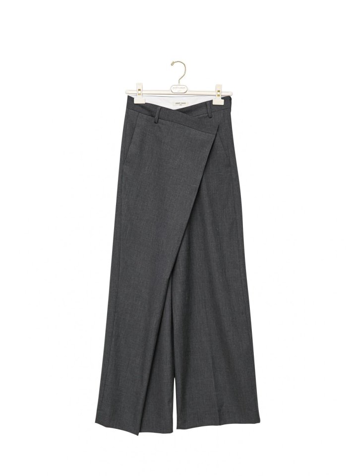 Paper Moon - Korean Women Fashion - #womensfashion - Asymmetry Pin Tuck Wide Maxi Trousers - 4