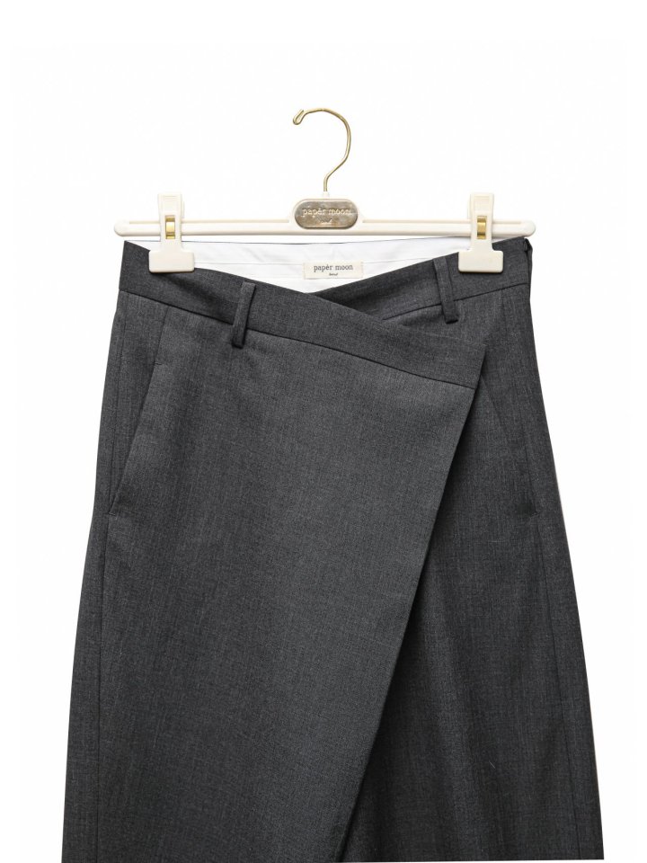 Paper Moon - Korean Women Fashion - #momslook - Asymmetry Pin Tuck Wide Maxi Trousers - 6