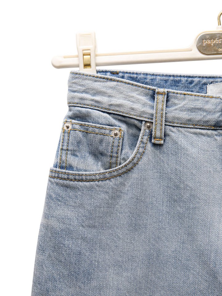 Paper Moon - Korean Women Fashion - #momslook - Classic Slim Fit Straight Blue Jeans - 9