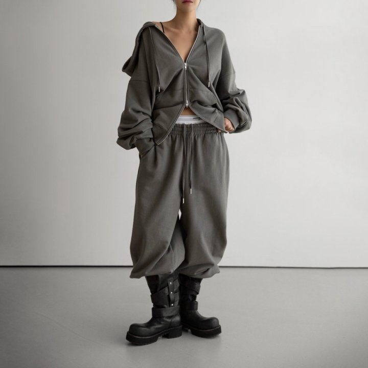 Paper Moon - Korean Women Fashion - #momslook - Classic Oversized Two Way Zipped Up Hoodie - 12