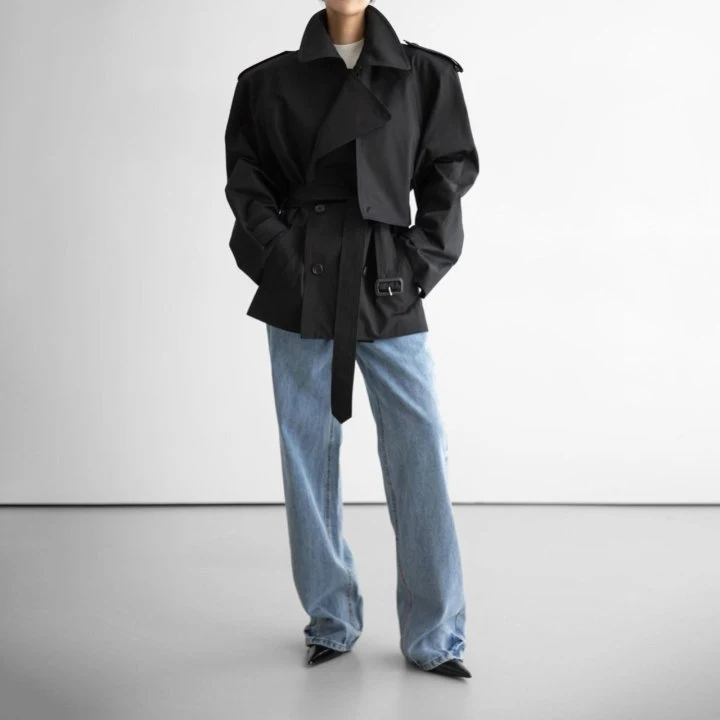 Paper Moon - Korean Women Fashion - #momslook - Classic Oversized Half Trench Coat - 2