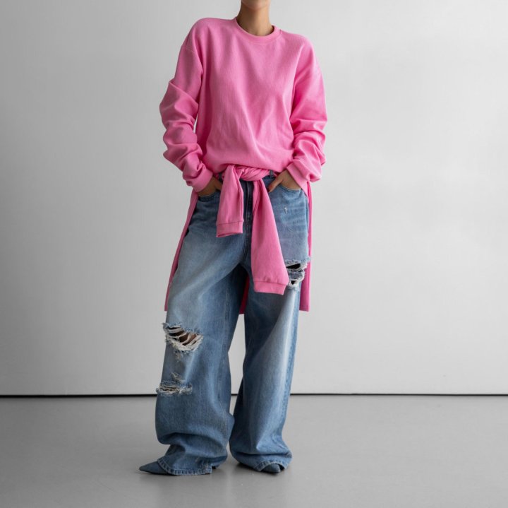 Paper Moon - Korean Women Fashion - #womensfashion - Waffle Fabric Oversized Long Sleeved T-Shirt - 4