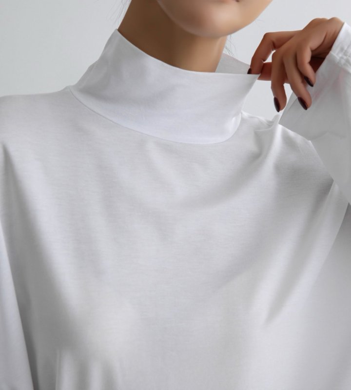 Paper Moon - Korean Women Fashion - #womensfashion - Classic Loose Fit Tencel Half Neck Top - 4