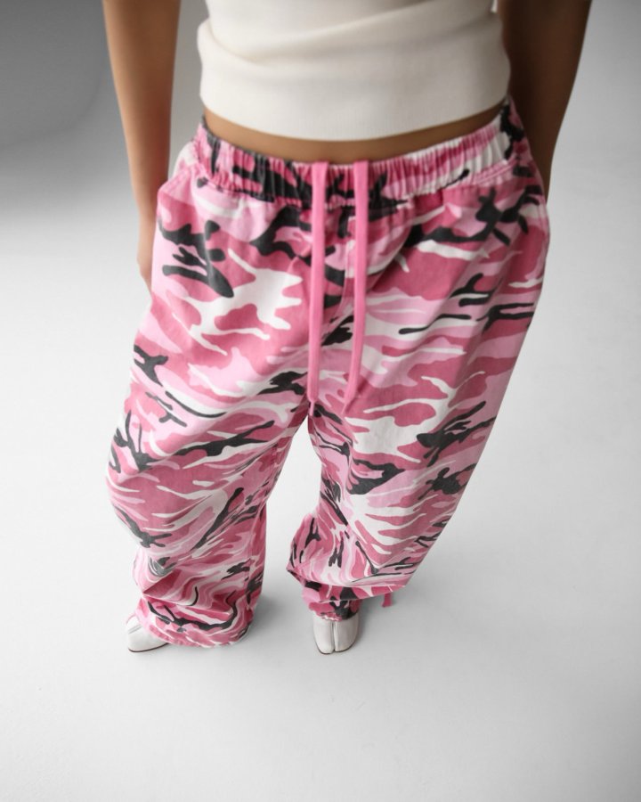Paper Moon - Korean Women Fashion - #momslook - Camouflage Cotton Banded Maxi Wide Trousers - 4