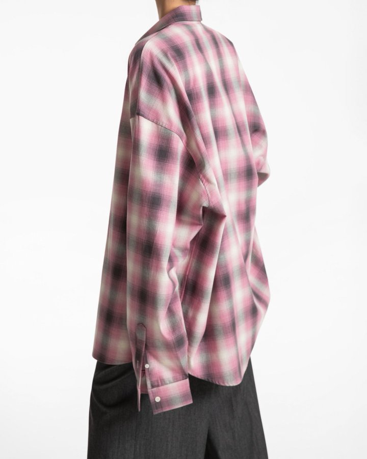 Paper Moon - Korean Women Fashion - #momslook - Oversized Plaid Check Button Down Shirt - 2