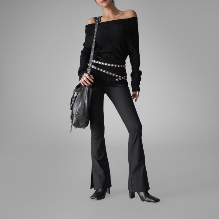 Paper Moon - Korean Women Fashion - #pursuepretty - Asymmetric Line Ribbed Knit Top - 6