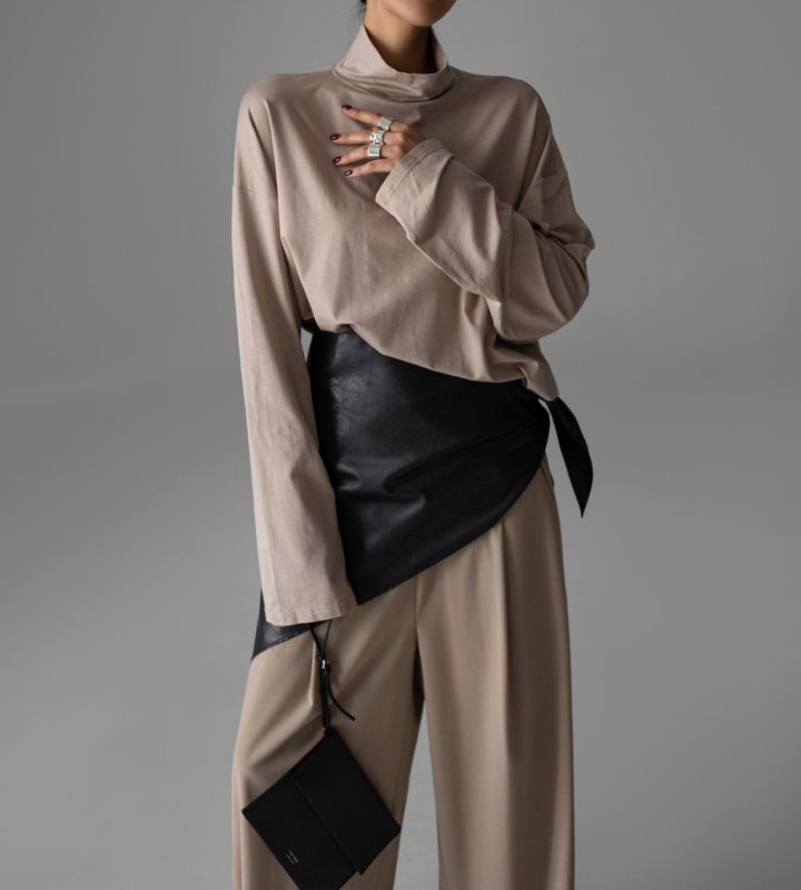 Paper Moon - Korean Women Fashion - #pursuepretty - Classic Loose Fit Tencel Half Neck Top
