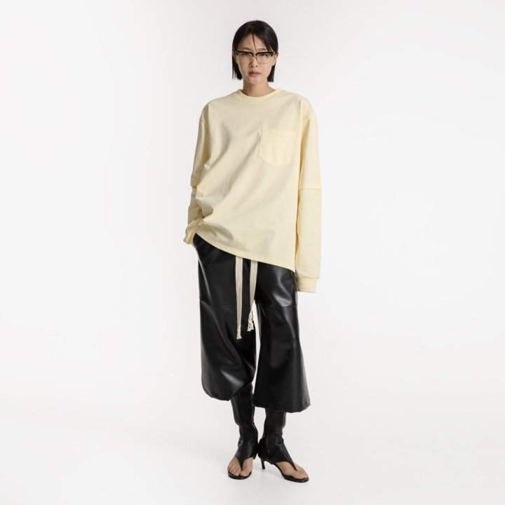 Paper Moon - Korean Women Fashion - #pursuepretty - Layered Sleeve Side Slit Tee - 6