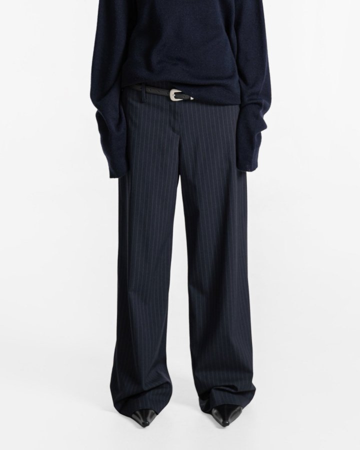 Paper Moon - Korean Women Fashion - #restrostyle - Low Belted Detail Pin Striped Wide Pants - 9
