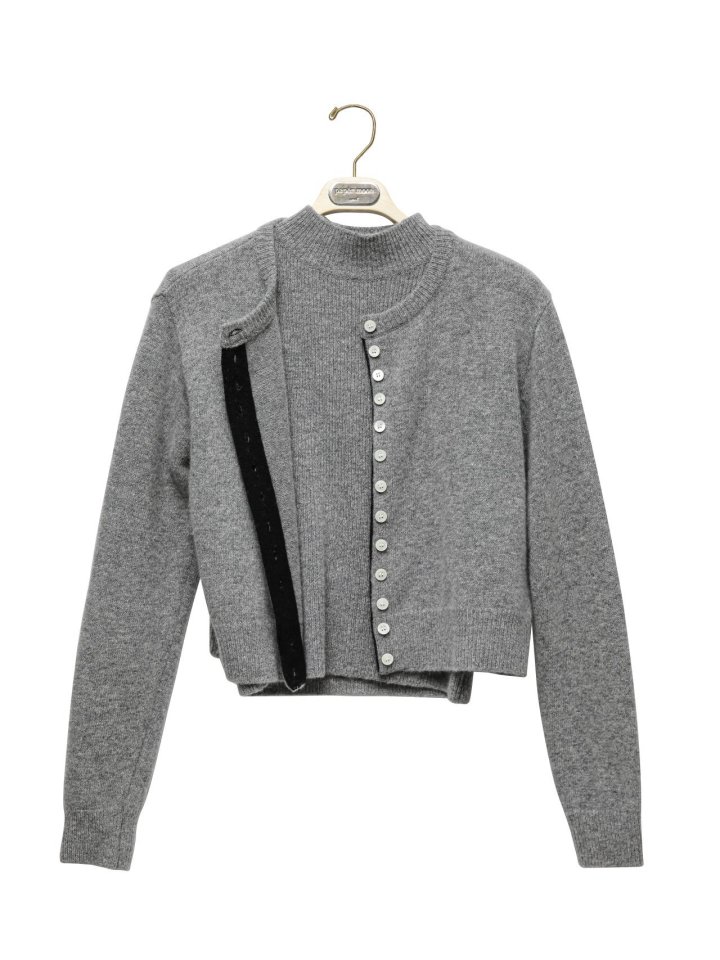 Paper Moon - Korean Women Fashion - #restrostyle - Color Bi - Stitched Button Detail Cashmere Wool Cropped Cardigan - 6