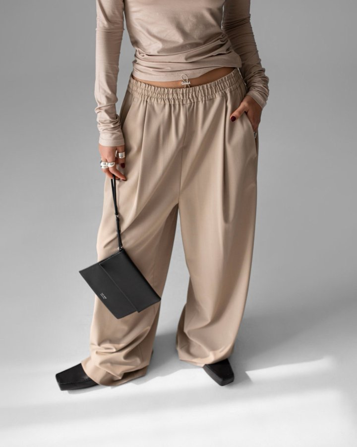 Paper Moon - Korean Women Fashion - #restrostyle - Banded String Wide Maxi Length Trousers - 3