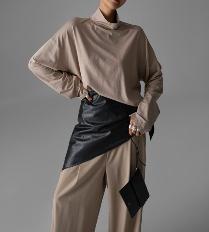 Paper Moon - Korean Women Fashion - #restrostyle - Classic Loose Fit Tencel Half Neck Top - 2