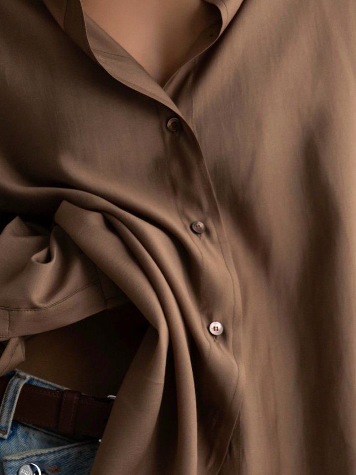 Paper Moon - Korean Women Fashion - #restrostyle - Sheer Silky Classic Button Down Shirt