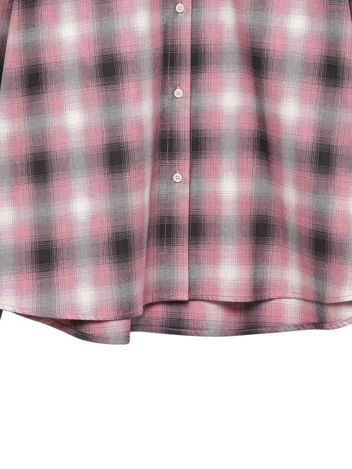 Paper Moon - Korean Women Fashion - #restrostyle - Oversized Plaid Check Button Down Shirt - 8
