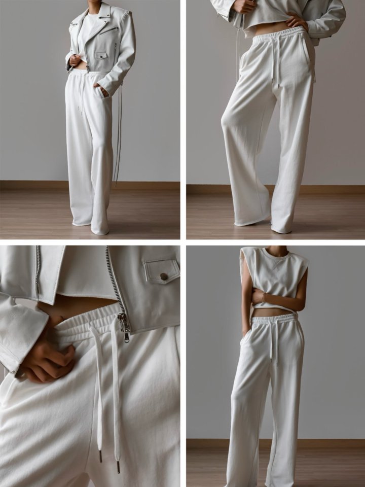 Paper Moon - Korean Women Fashion - #romanticstyle - Cutted Detail Wide Sweat Trousers
